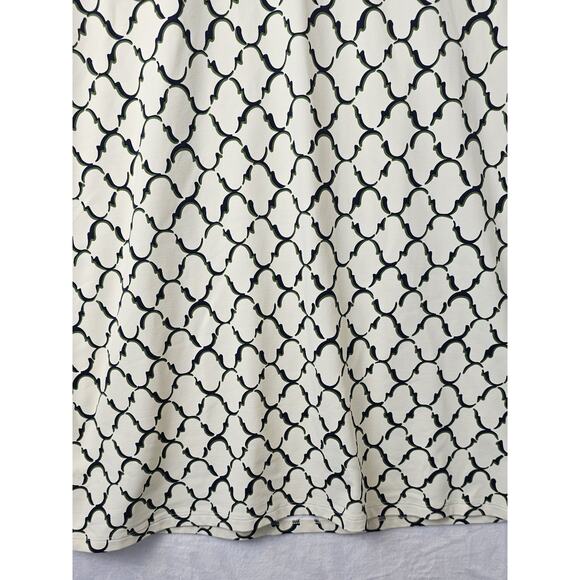 J McLaughlin Dress Sheath Ivory Black/ Green Geometric Lattice Stretch Size M - Picture 9 of 16